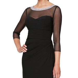 Alex Evenings Black Dress with Silver Neckline